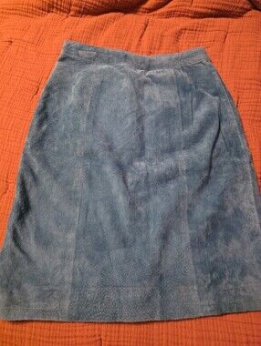 Vintage Teal Genuine Suede A-Line Skirt